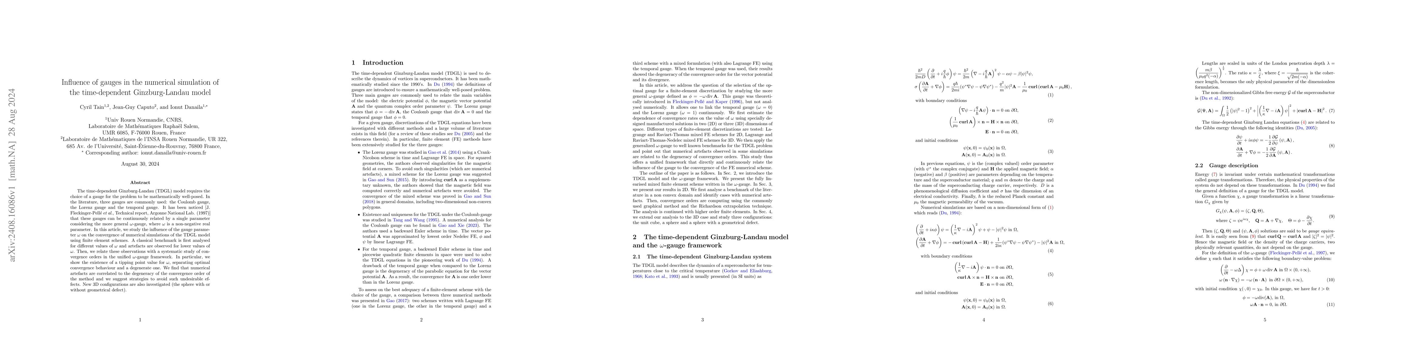 Thumbnail for Influence of gauges in the numerical simulation of the time-dependent
  Ginzburg-Landau model