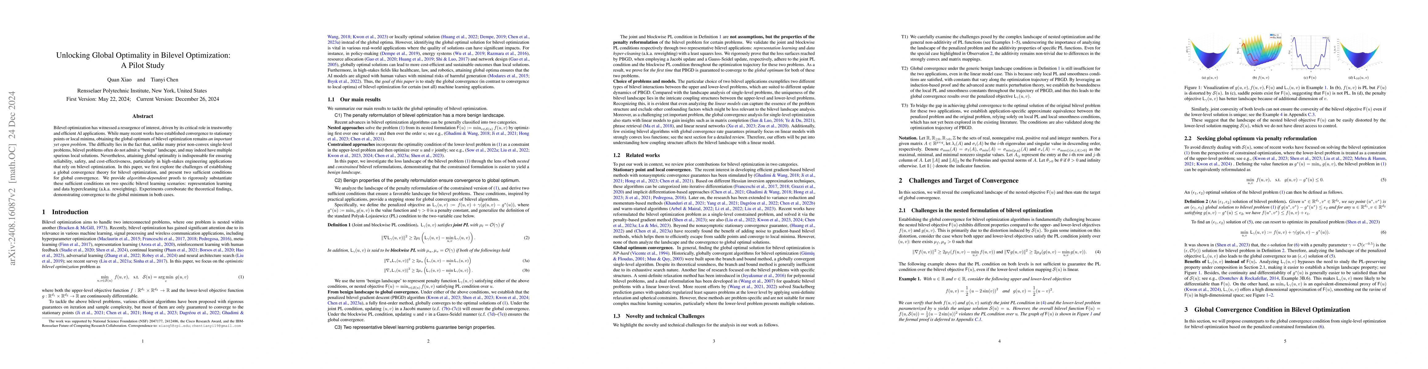 Thumbnail for Unlocking Global Optimality in Bilevel Optimization: A Pilot Study