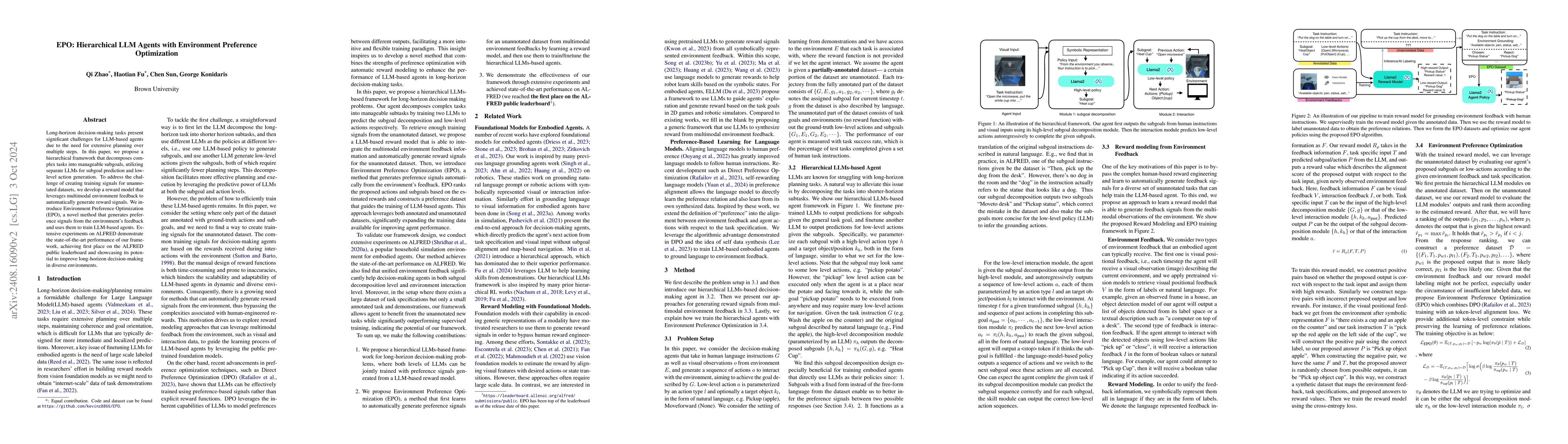 Thumbnail for EPO: Hierarchical LLM Agents with Environment Preference Optimization