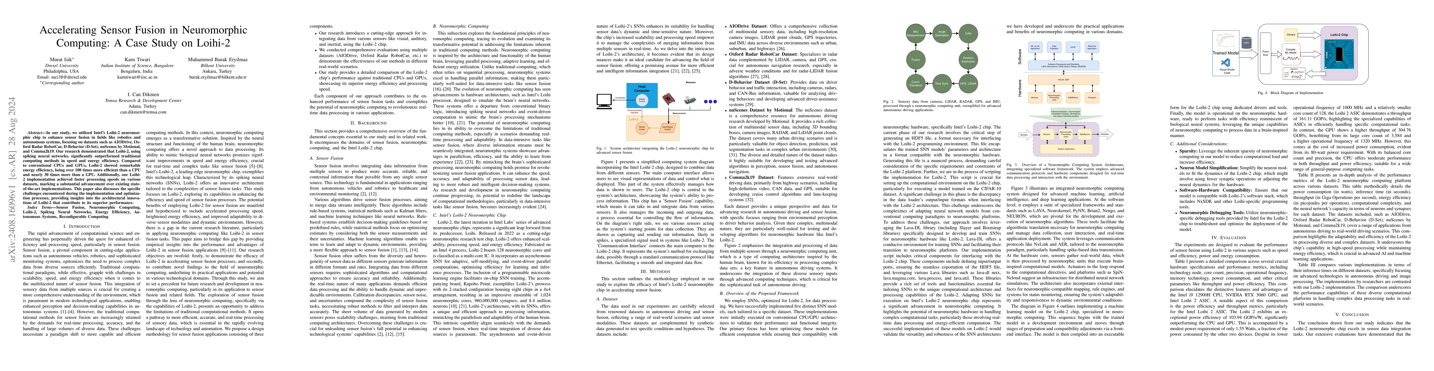 Thumbnail for Accelerating Sensor Fusion in Neuromorphic Computing: A Case Study on
  Loihi-2