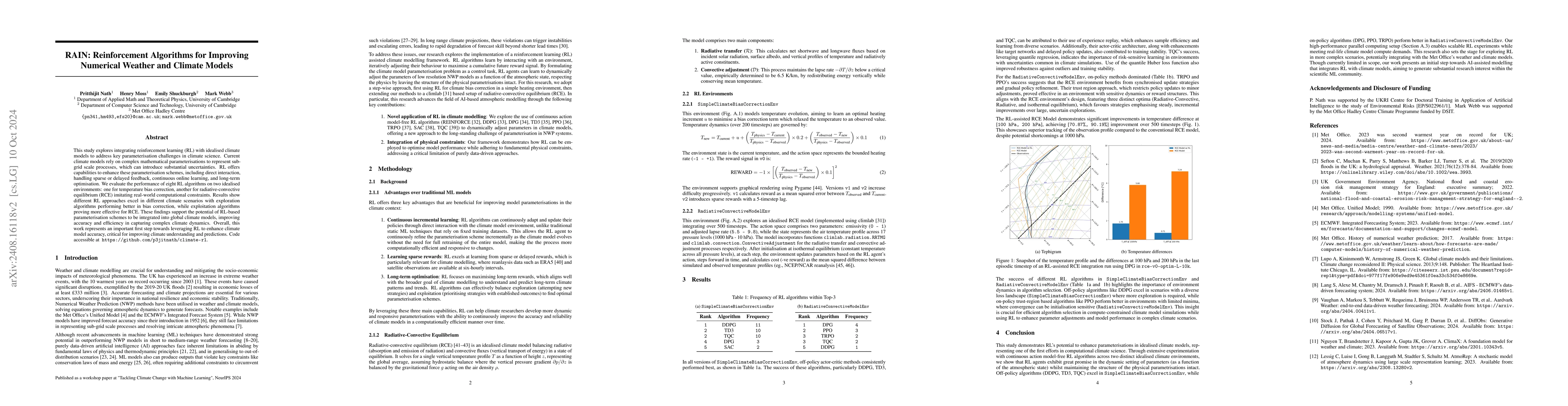 Thumbnail for RAIN: Reinforcement Algorithms for Improving Numerical Weather and
  Climate Models