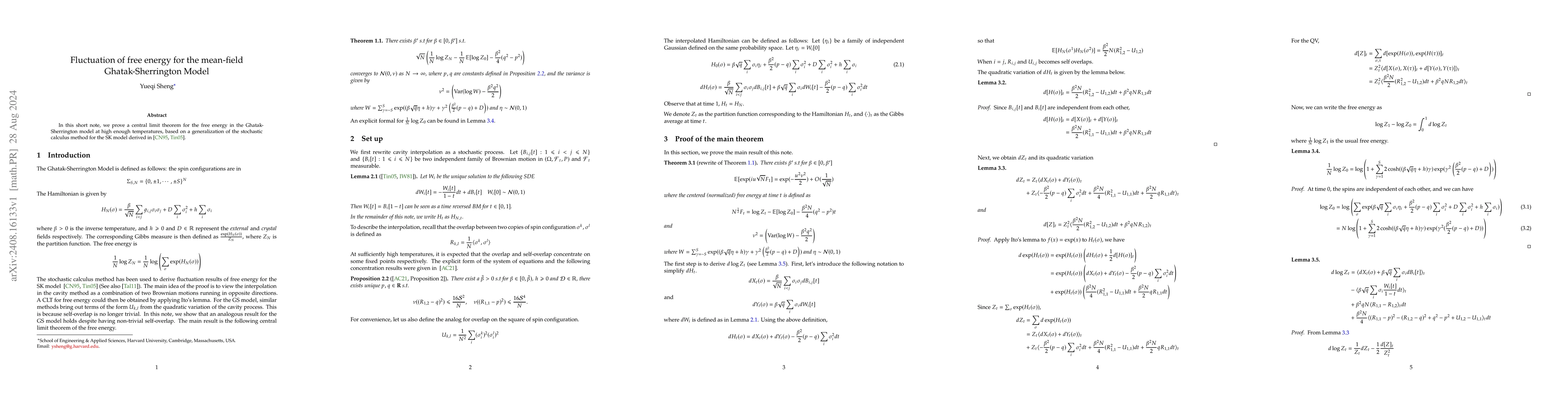 Thumbnail for Fluctuation of free energy for the mean-field Ghatak-Sherrington Model