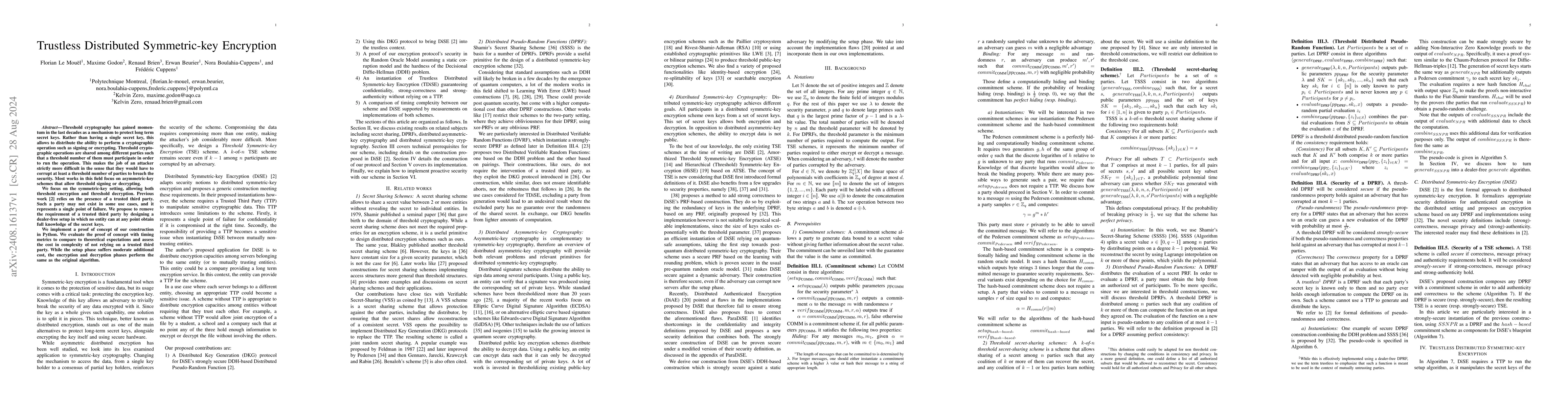 Thumbnail for Trustless Distributed Symmetric-key Encryption