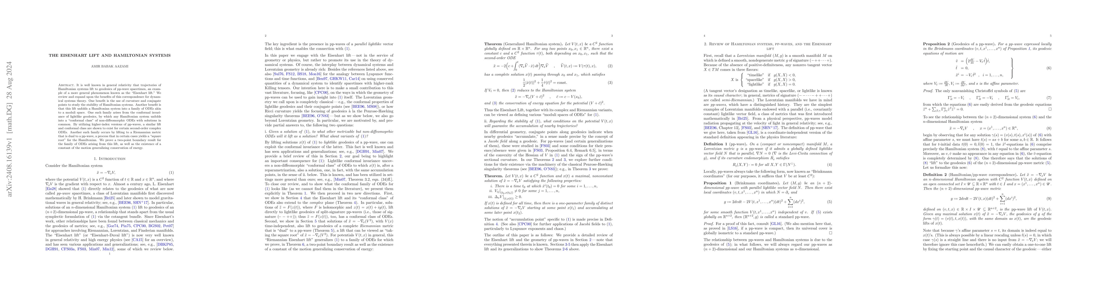 Thumbnail for The Eisenhart Lift and Hamiltonian Systems
