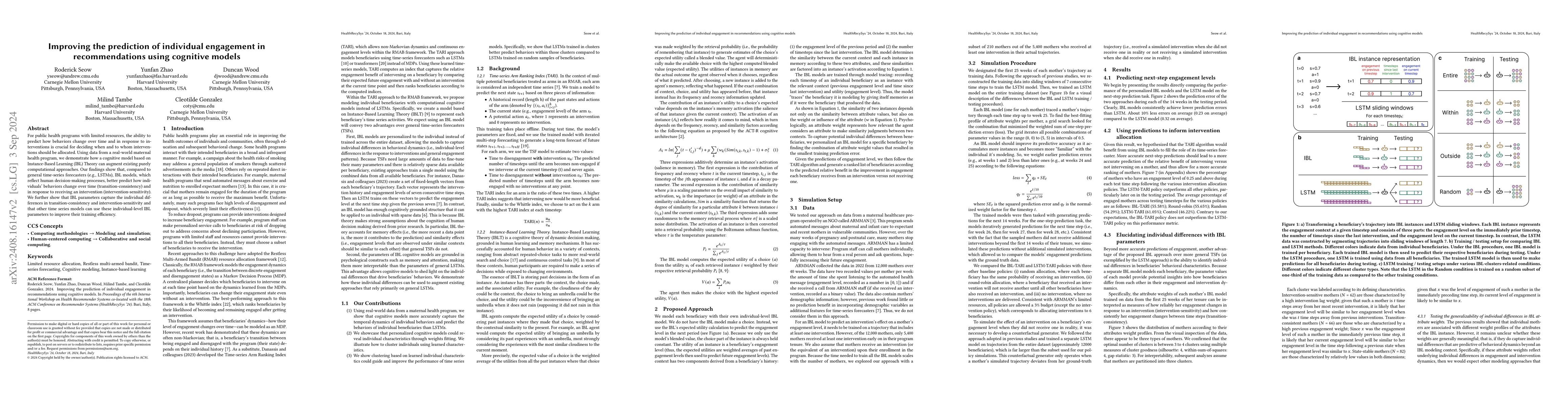 Thumbnail for Improving the Prediction of Individual Engagement in Recommendations
  Using Cognitive Models