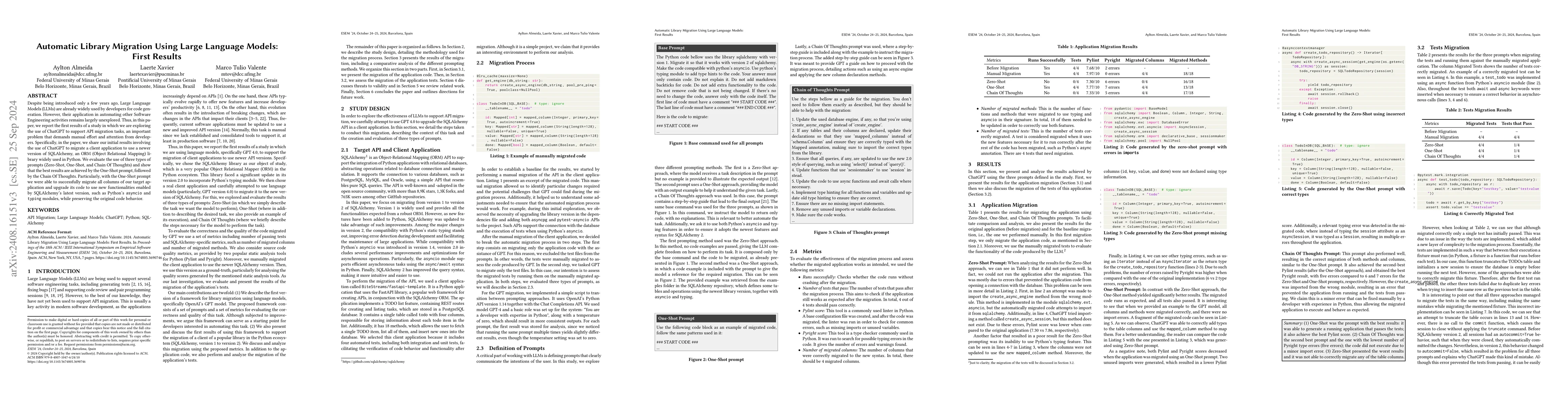 Thumbnail for Automatic Library Migration Using Large Language Models: First Results