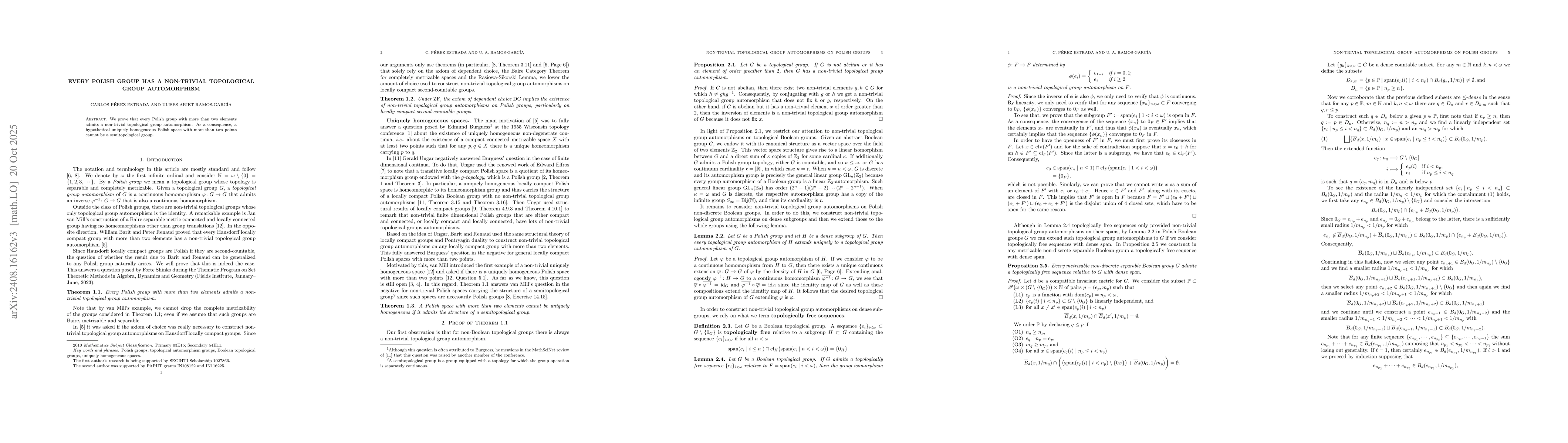 Thumbnail for Every Polish group has a non-trivial topological group automorphism