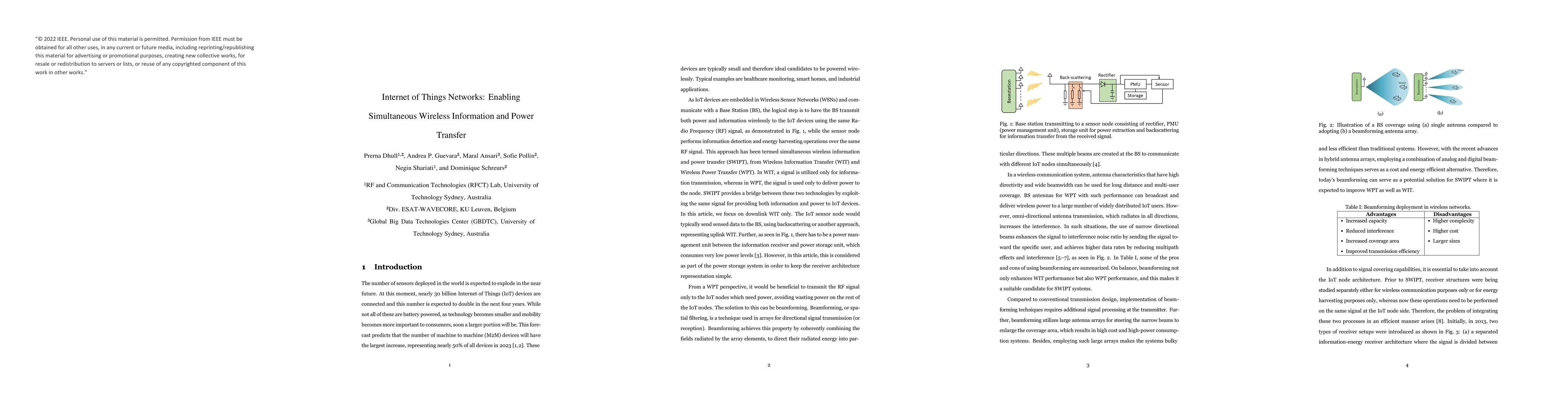 Thumbnail for Internet of Things Networks: Enabling Simultaneous Wireless Information
  and Power Transfer