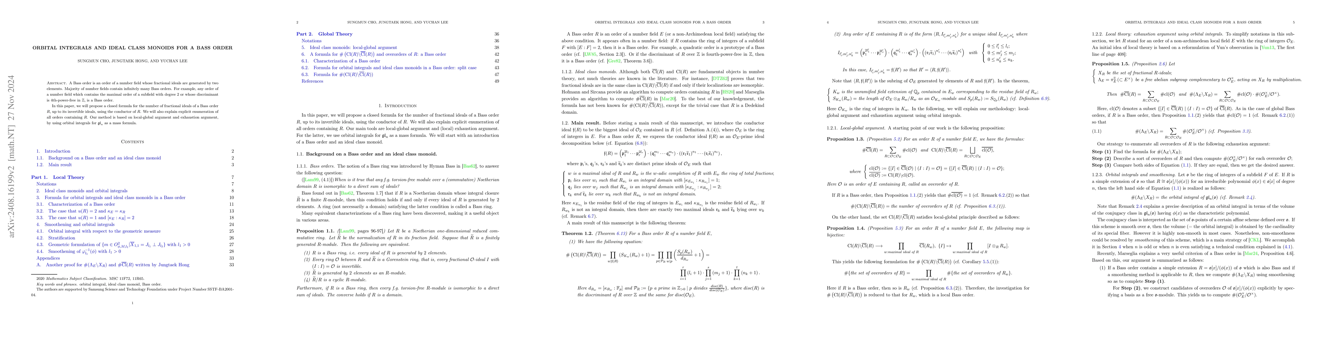 Thumbnail for Orbital integrals and ideal class monoids for a Bass order