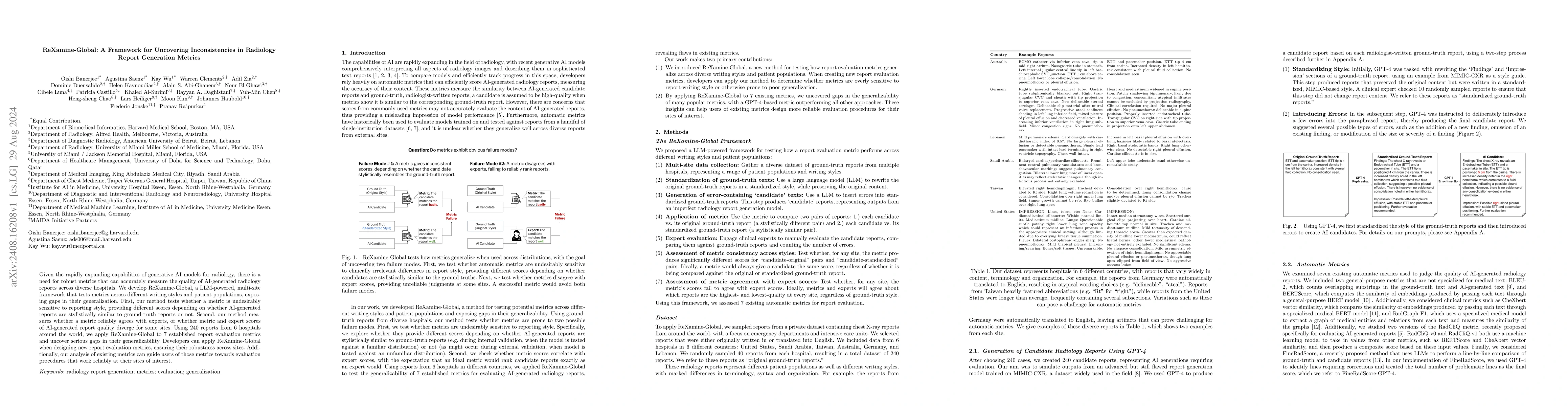 Thumbnail for ReXamine-Global: A Framework for Uncovering Inconsistencies in Radiology
  Report Generation Metrics