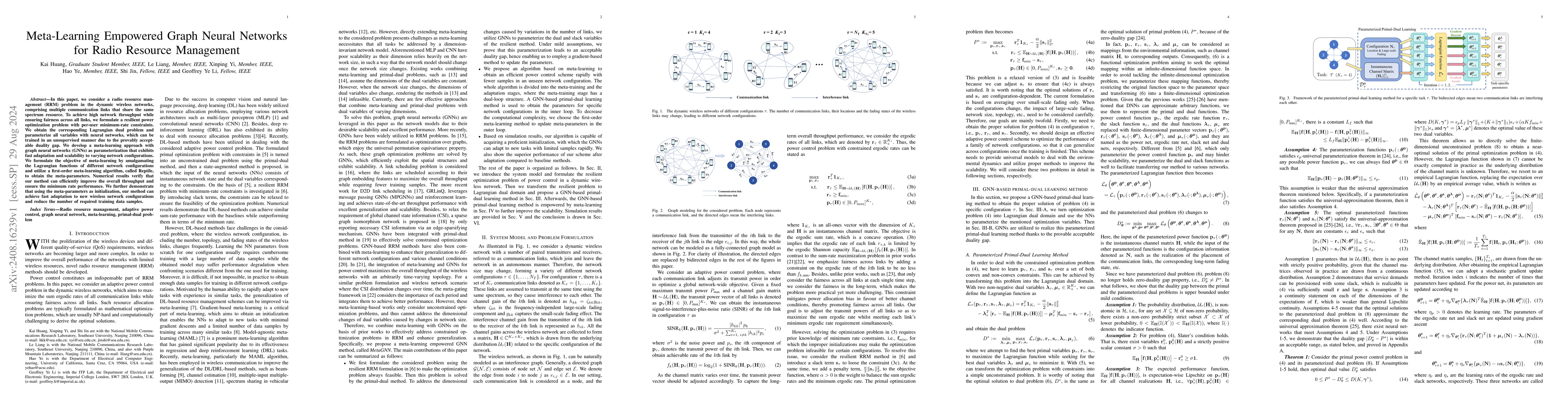 Thumbnail for Meta-Learning Empowered Graph Neural Networks for Radio Resource
  Management