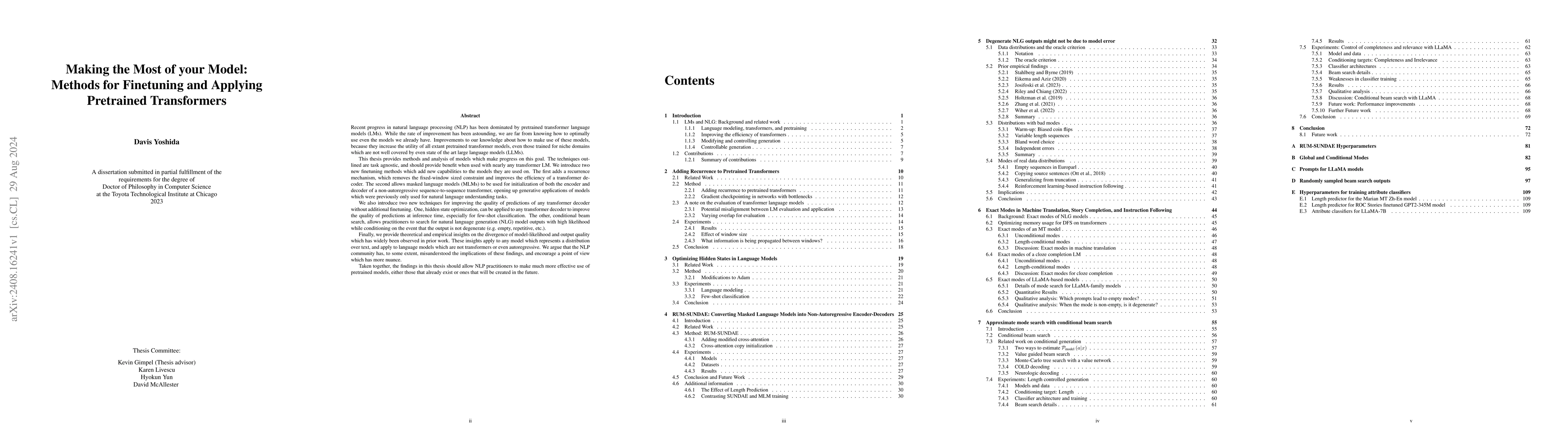 Thumbnail for Making the Most of your Model: Methods for Finetuning and Applying
  Pretrained Transformers