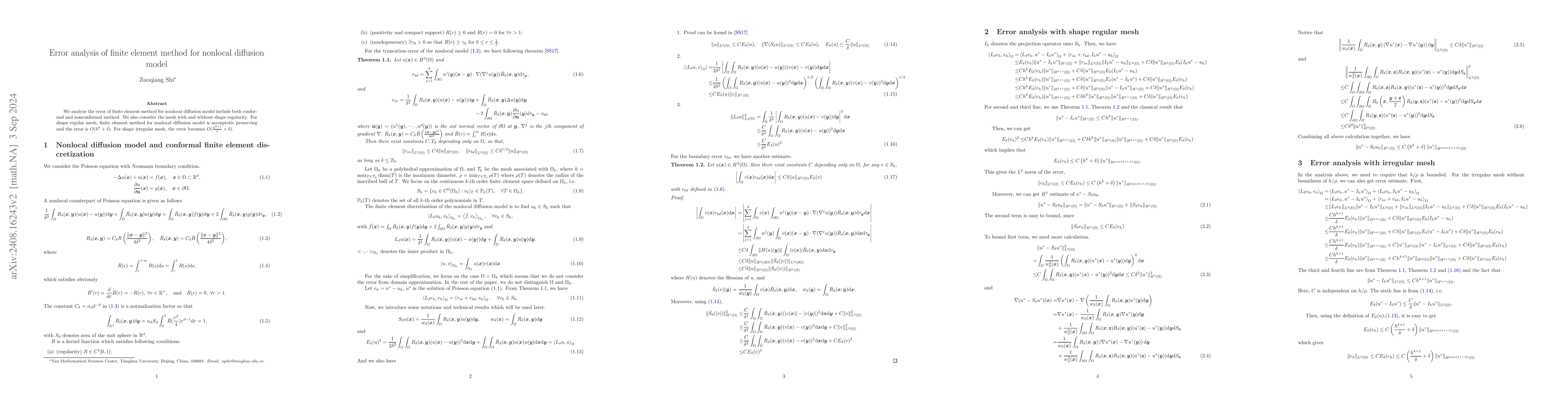 Thumbnail for Error analysis of finite element method for nonlocal diffusion model