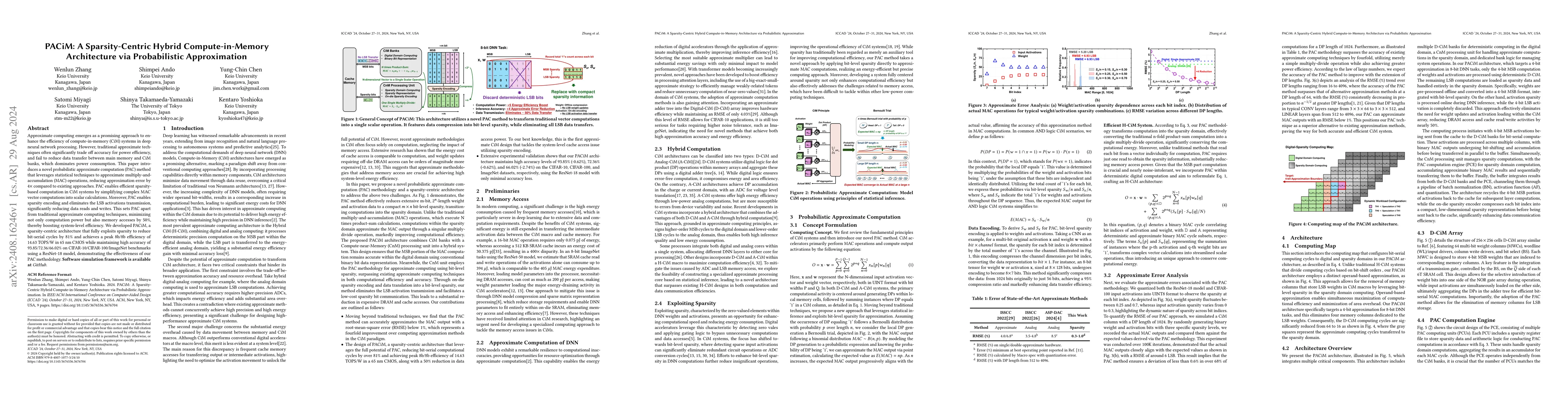 Thumbnail for PACiM: A Sparsity-Centric Hybrid Compute-in-Memory Architecture via
  Probabilistic Approximation
