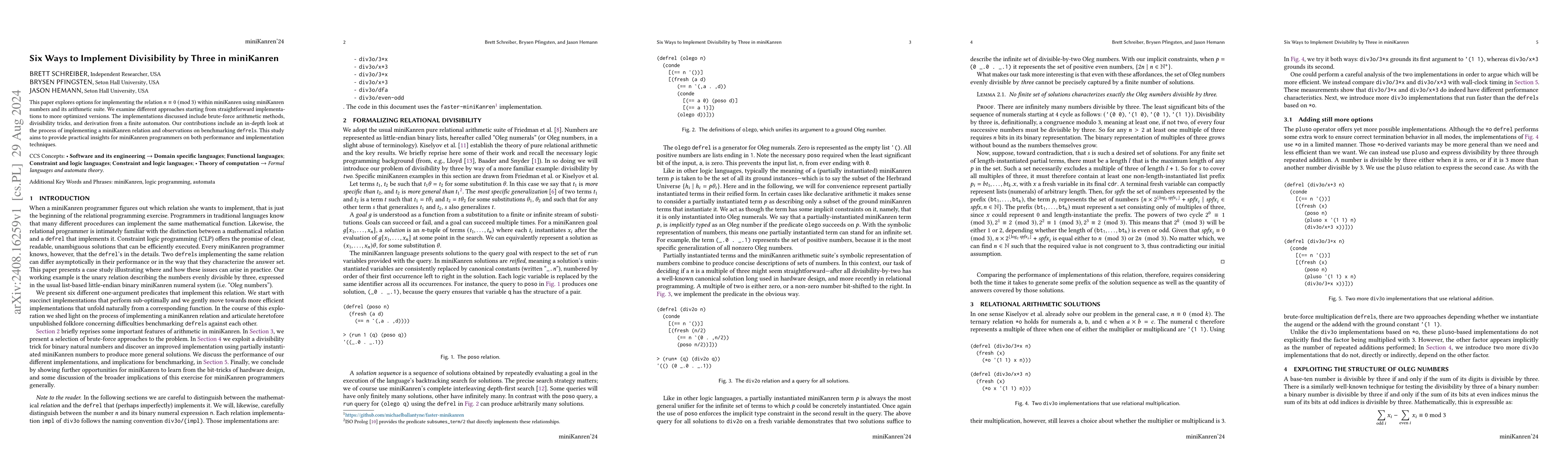 Thumbnail for Six Ways to Implement Divisibility by Three in miniKanren