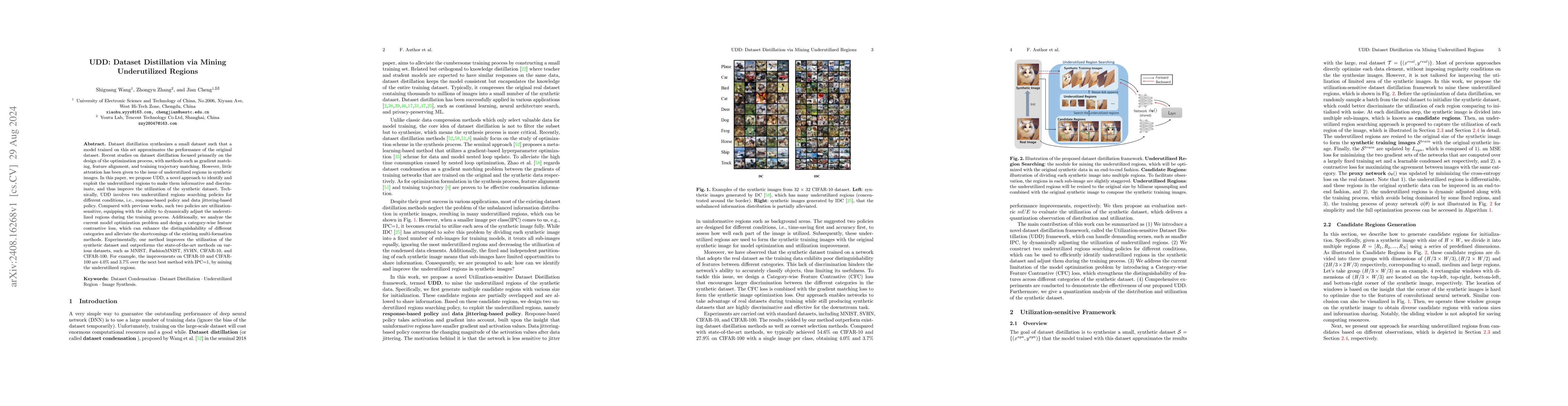 Thumbnail for UDD: Dataset Distillation via Mining Underutilized Regions