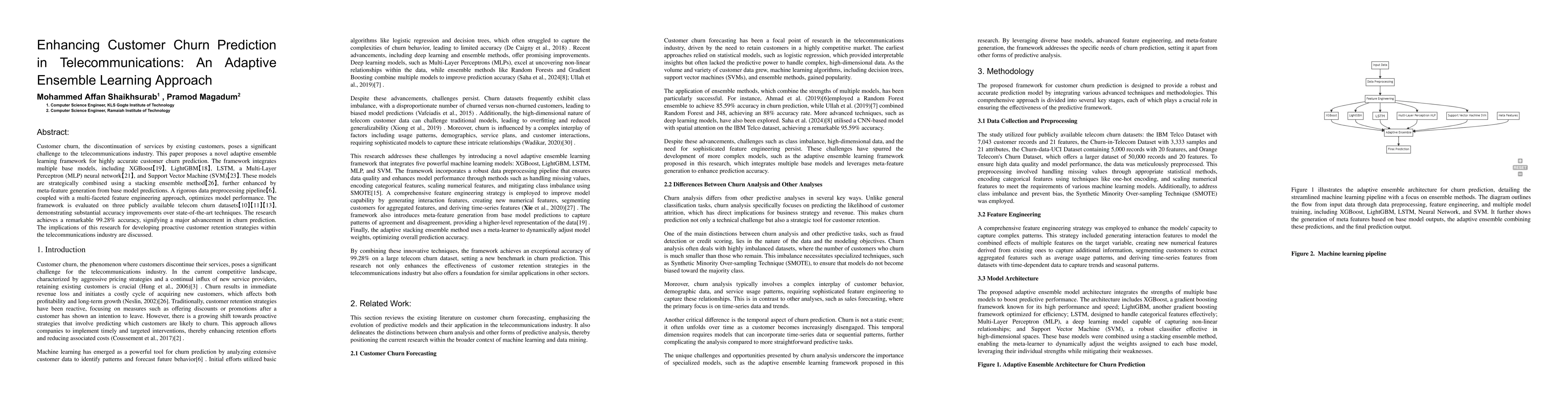 Thumbnail for Enhancing Customer Churn Prediction in Telecommunications: An Adaptive
  Ensemble Learning Approach