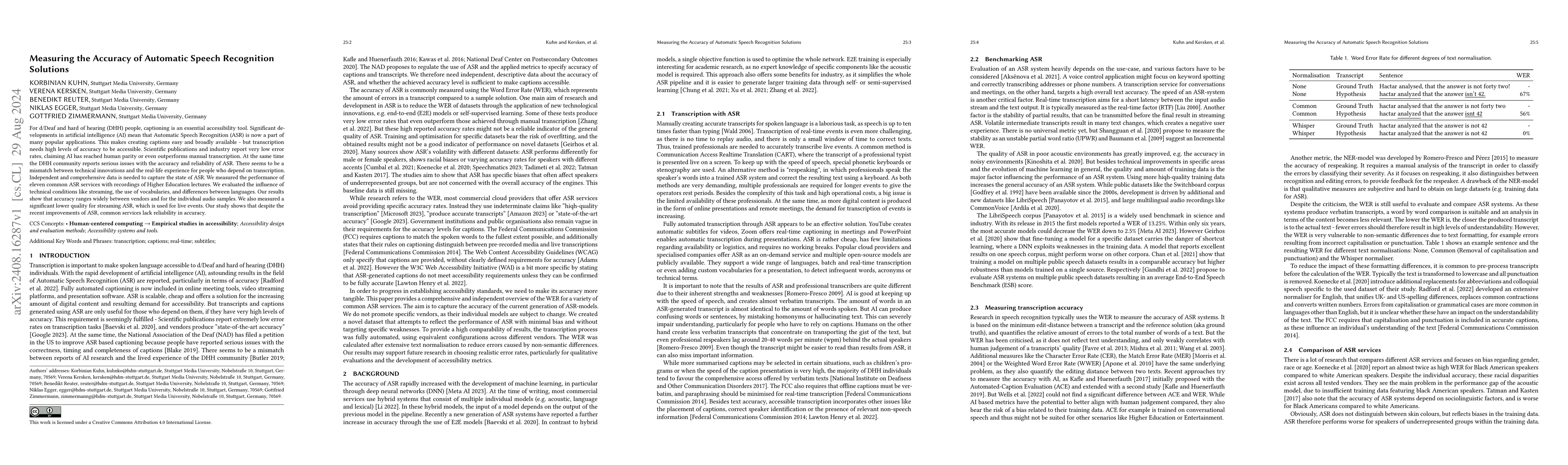 Thumbnail for Measuring the Accuracy of Automatic Speech Recognition Solutions
