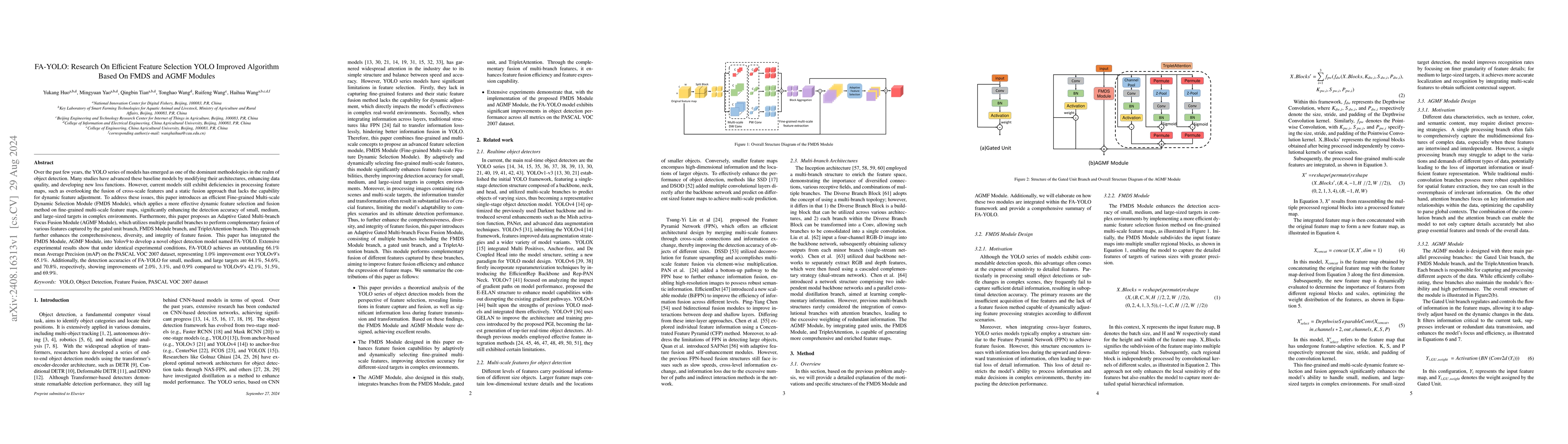 Thumbnail for FA-YOLO: Research On Efficient Feature Selection YOLO Improved Algorithm
  Based On FMDS and AGMF Modules