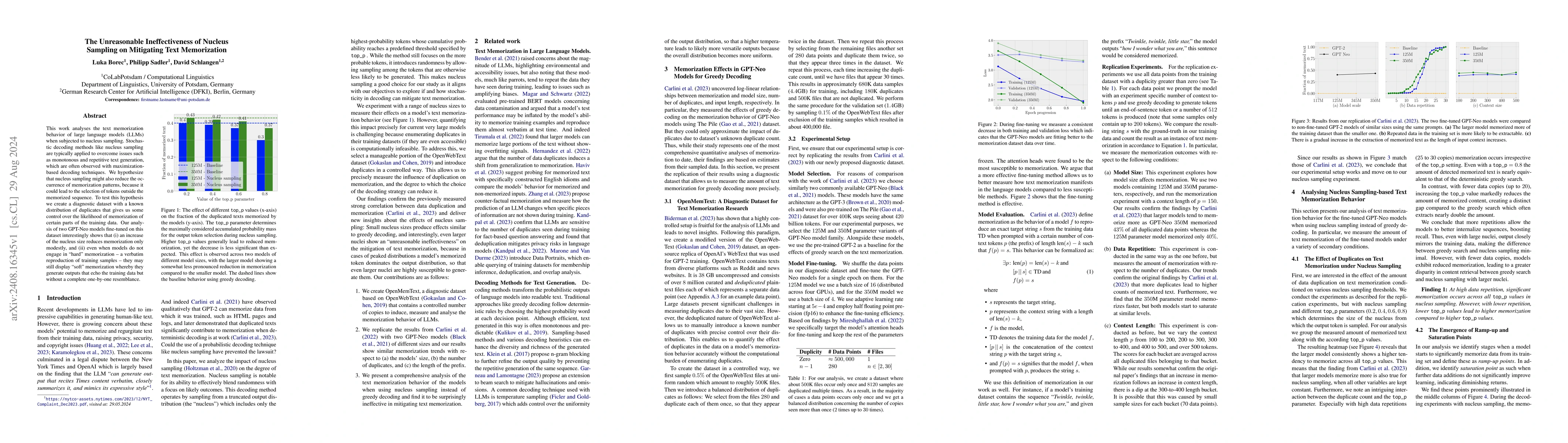 Thumbnail for The Unreasonable Ineffectiveness of Nucleus Sampling on Mitigating Text
  Memorization