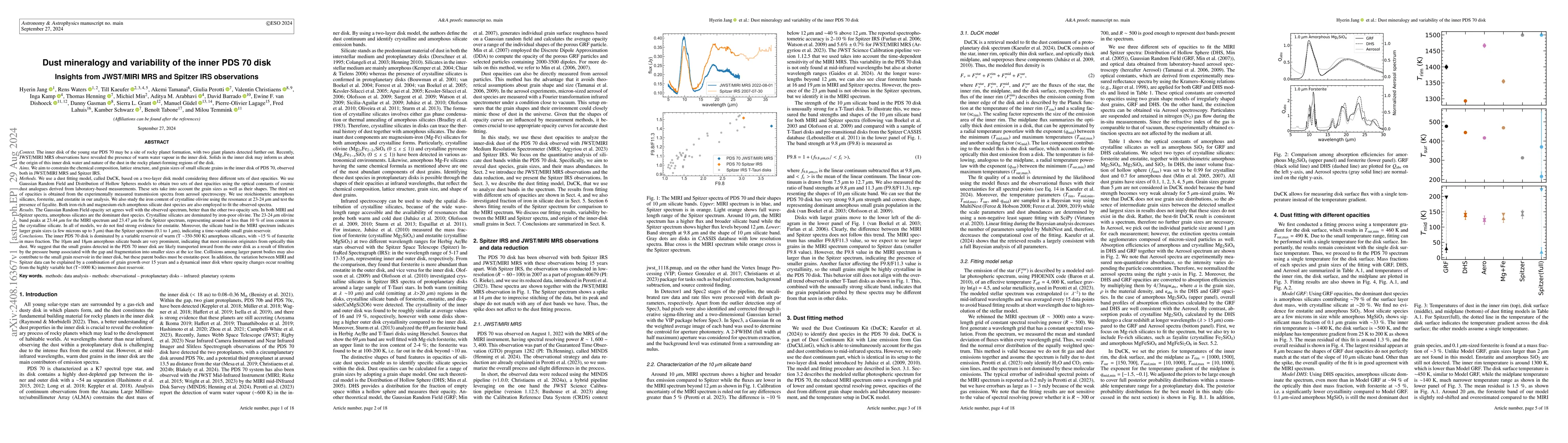 Thumbnail for Dust mineralogy and variability of the inner PDS 70 disk