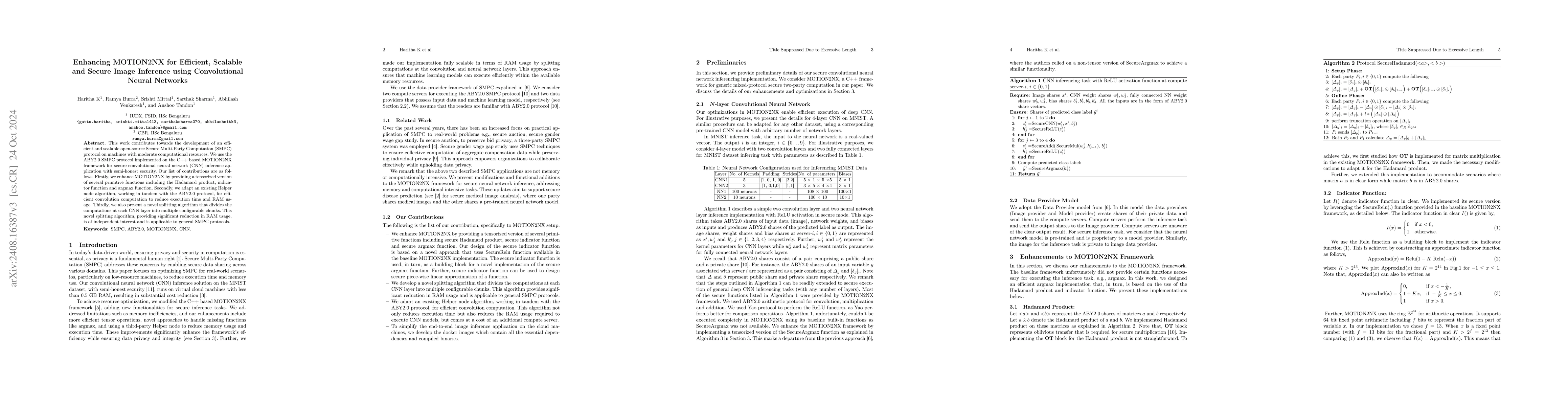 Thumbnail for Enhancing MOTION2NX for Efficient, Scalable and Secure Image Inference
  using Convolutional Neural Networks
