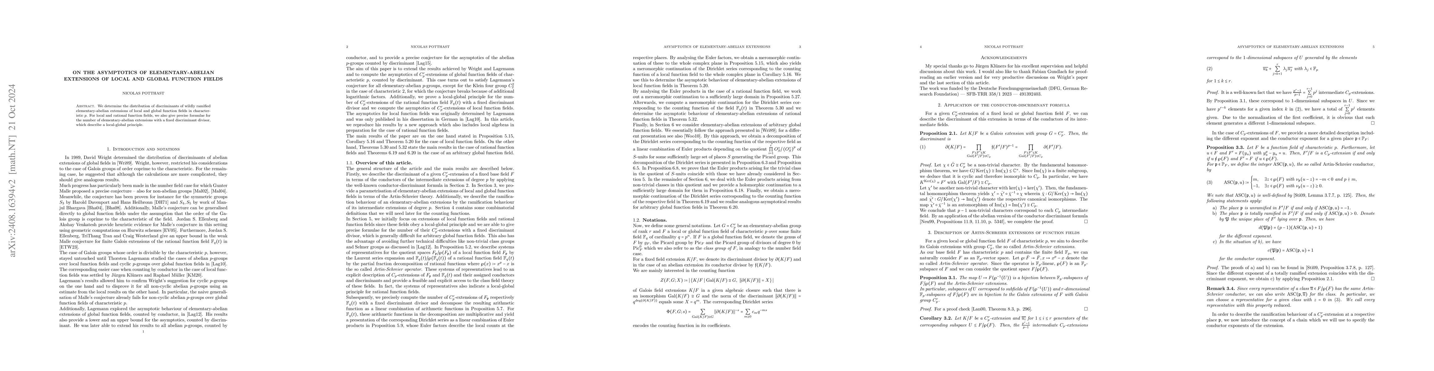 Thumbnail for On the asymptotics of elementary-abelian extensions of local and global
  function fields