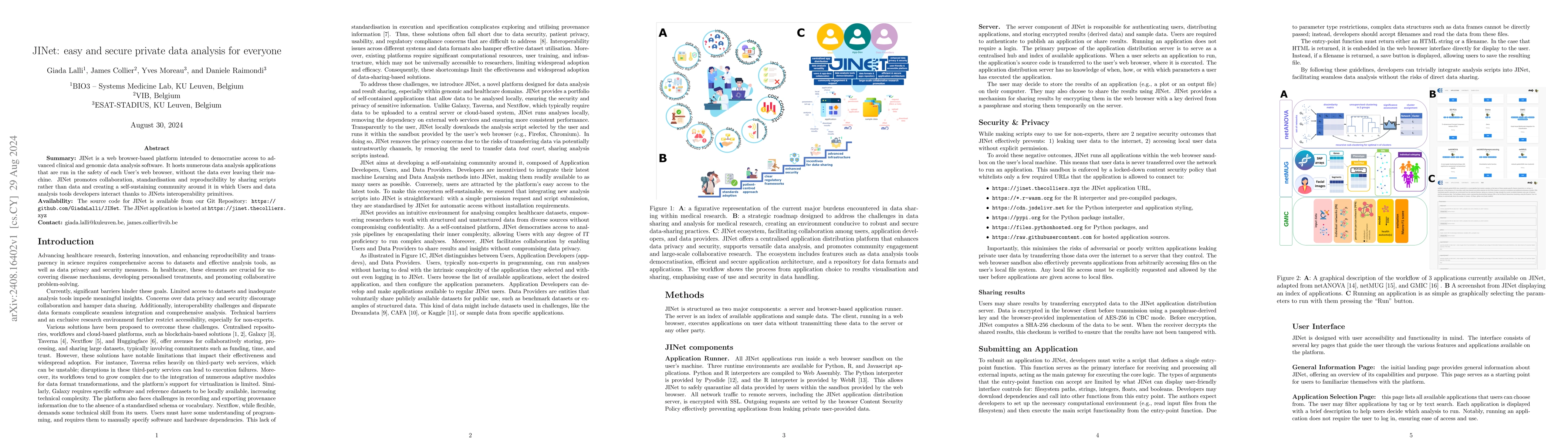 Thumbnail for JINet: easy and secure private data analysis for everyone