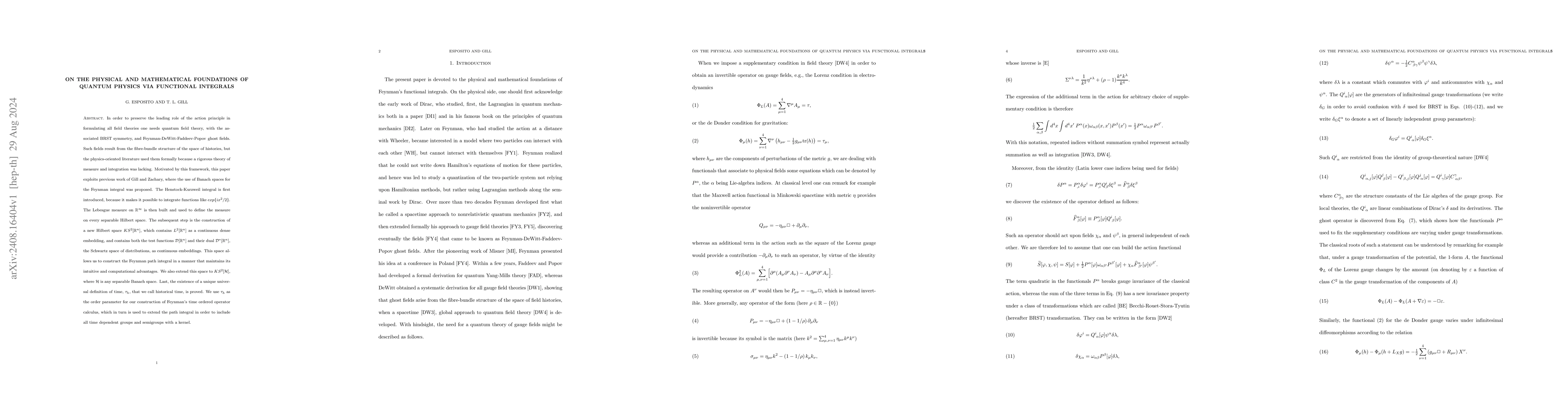 Thumbnail for On the physical and mathematical foundations of quantum physics via
  functional integrals