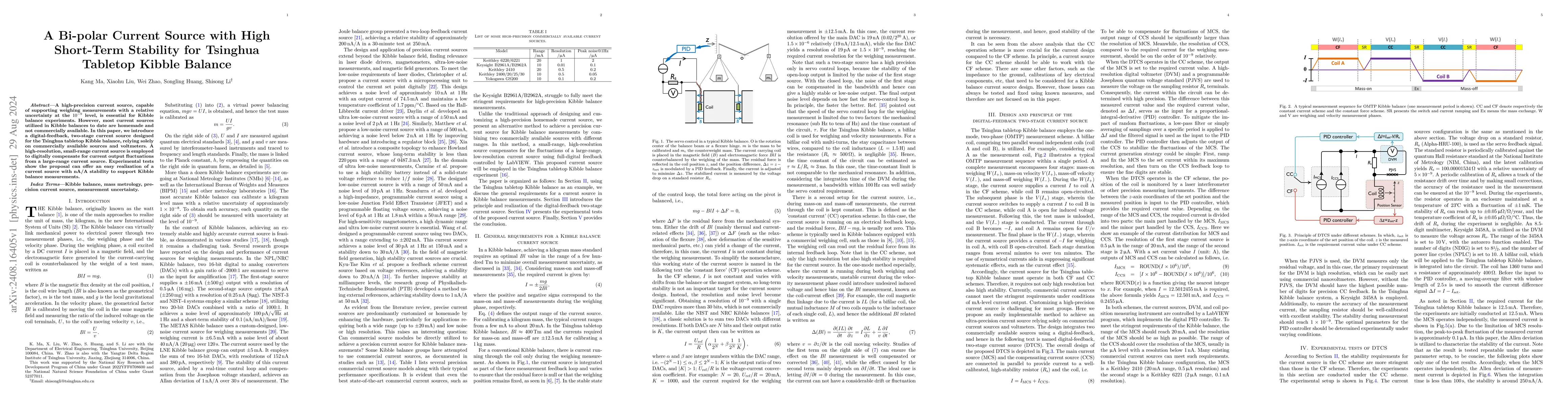 Thumbnail for A Bi-polar Current Source with High Short-term Stability for Tsinghua
  Tabletop Kibble Balance