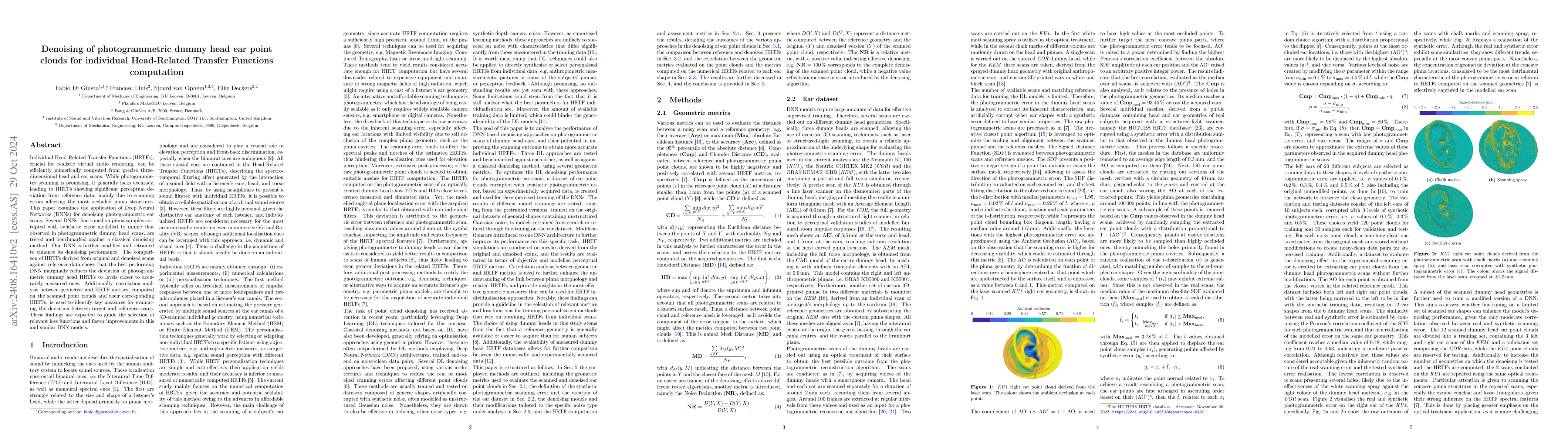 Thumbnail for Denoising of photogrammetric dummy head ear point clouds for individual
  Head-Related Transfer Functions computation