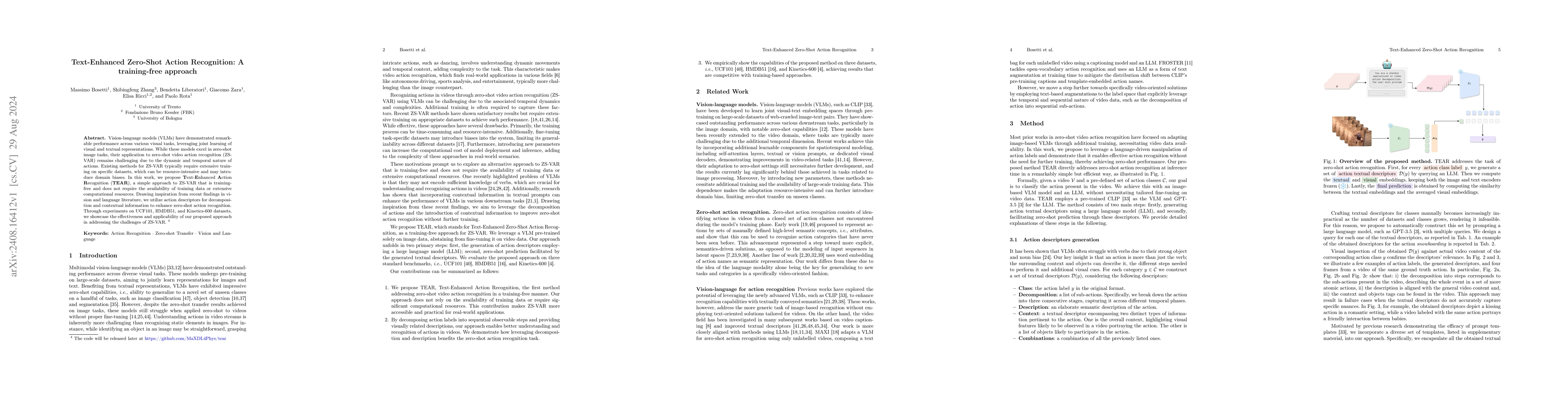 Thumbnail for Text-Enhanced Zero-Shot Action Recognition: A training-free approach