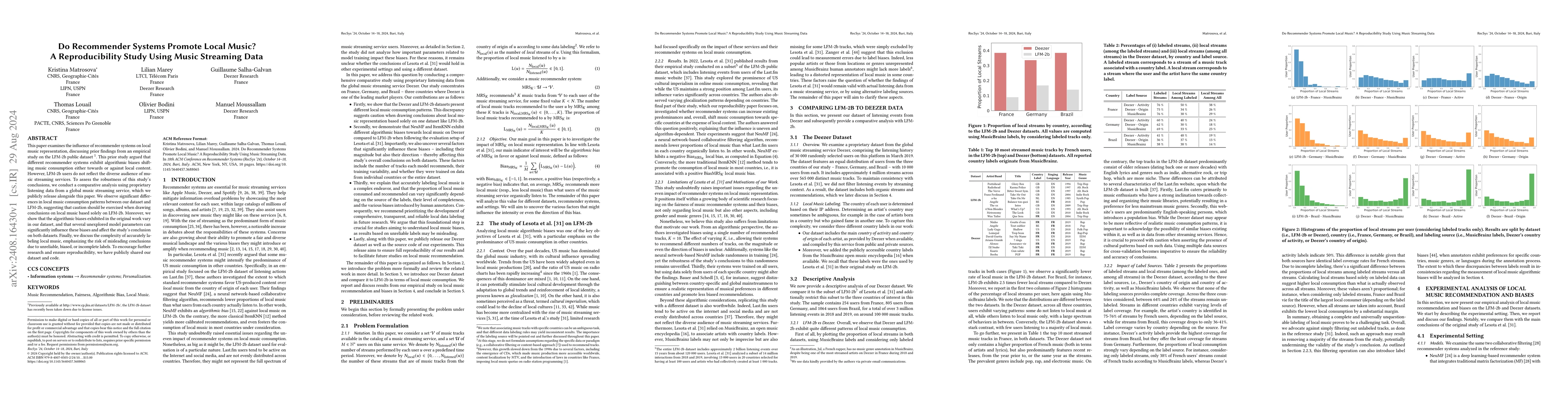 Thumbnail for Do Recommender Systems Promote Local Music? A Reproducibility Study
  Using Music Streaming Data