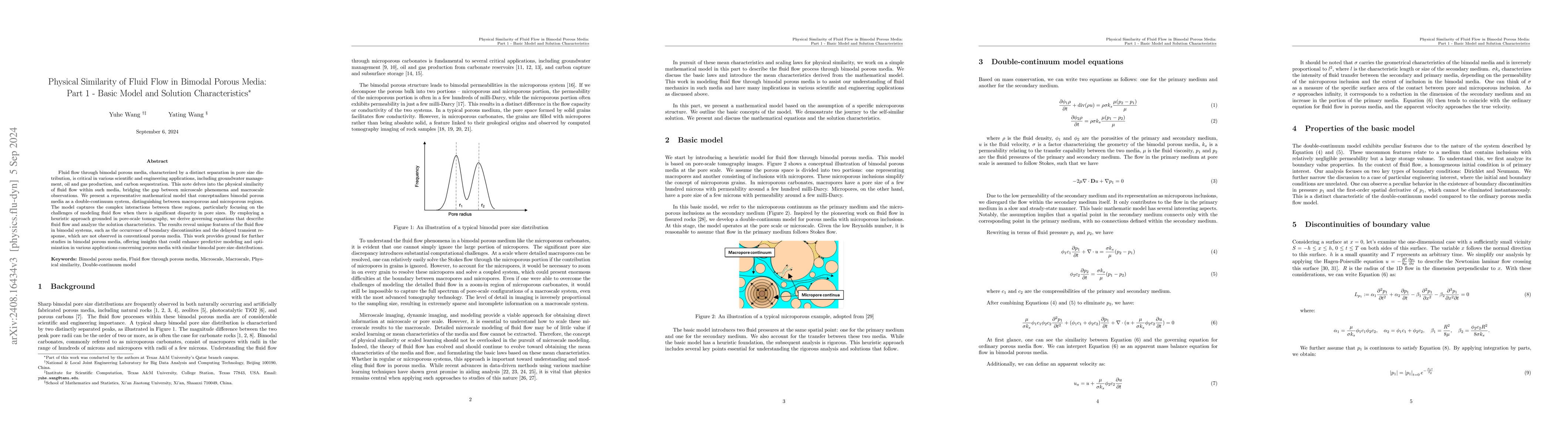 Thumbnail for Physical Similarity of Fluid Flow in Bimodal Porous Media: Part 1 --
  Basic Model and Solution Characteristics