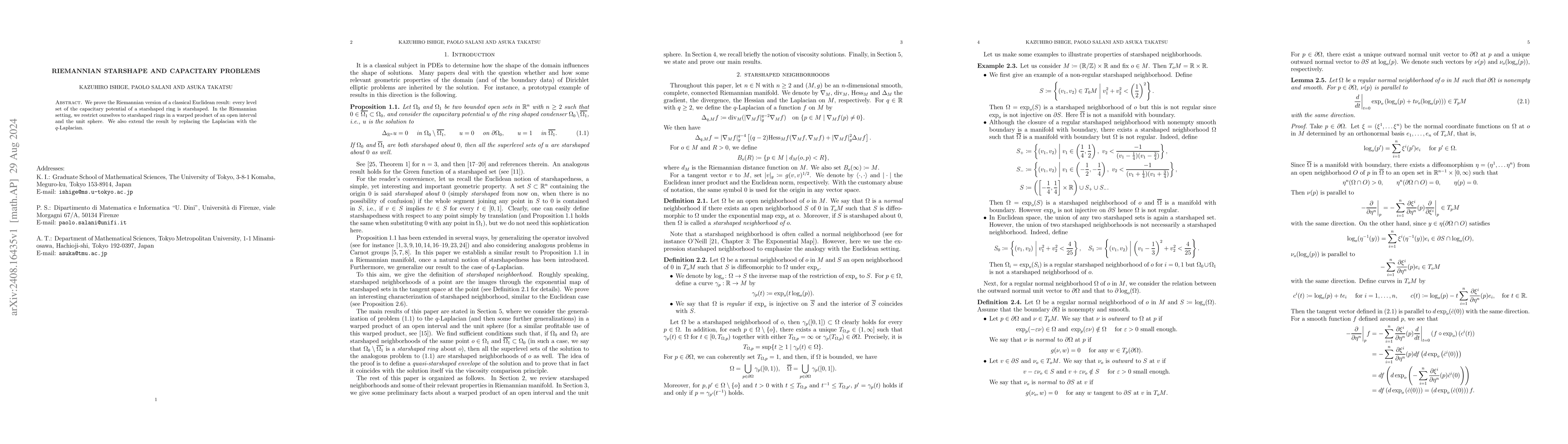 Thumbnail for Riemannian starshape and capacitary problems