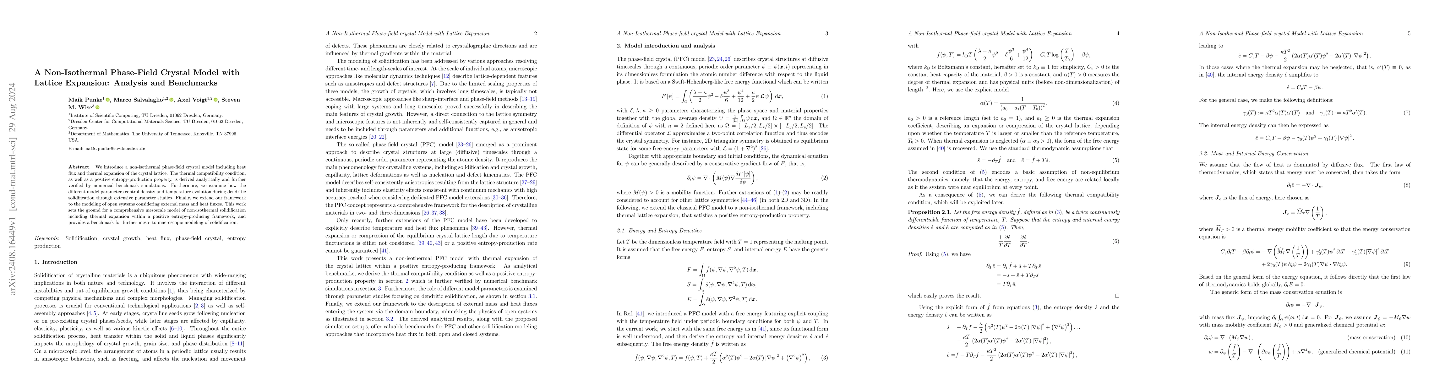 Thumbnail for A Non-Isothermal Phase-Field Crystal Model with Lattice Expansion:
  Analysis and Benchmarks