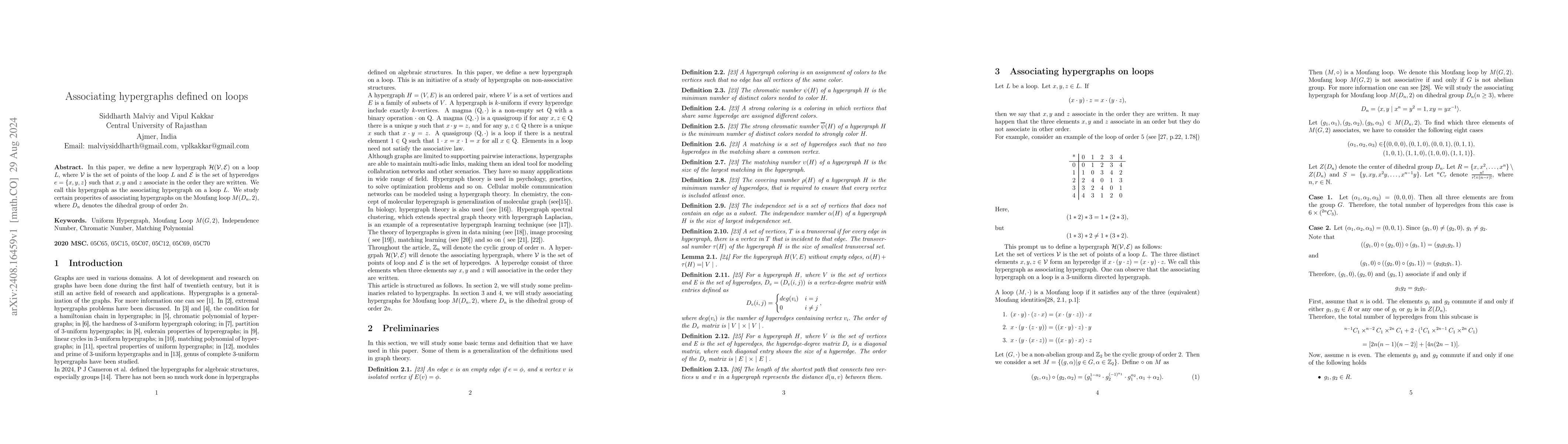 Thumbnail for Associating hypergraphs defined on loops