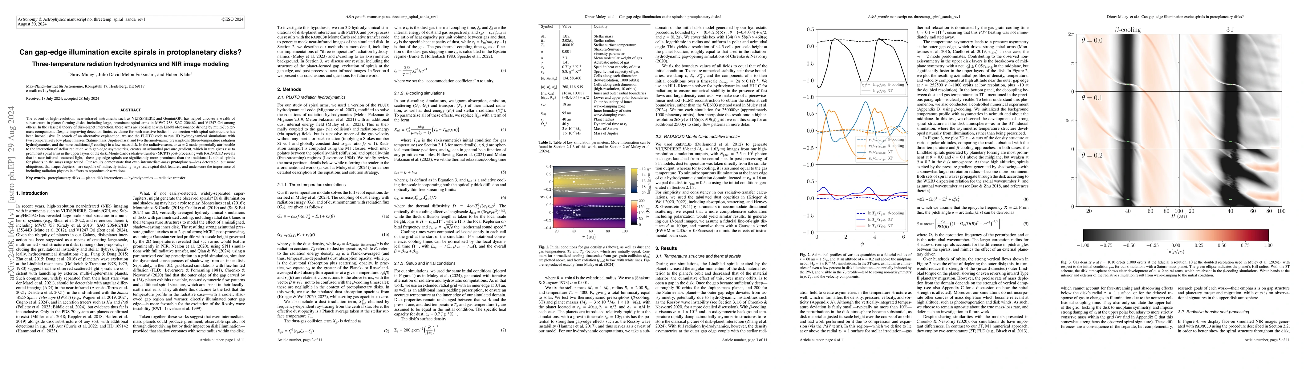 Thumbnail for Can gap-edge illumination excite spirals in protoplanetary disks?
  Three-temperature radiation hydrodynamics and NIR image modelling