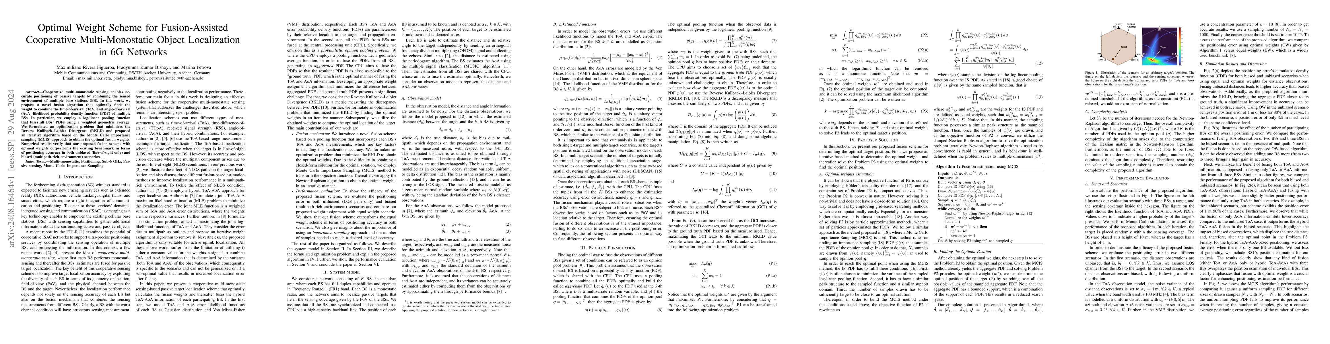 Thumbnail for Optimal Weight Scheme for Fusion-Assisted Cooperative Multi-Monostatic
  Object Localization in 6G Networks