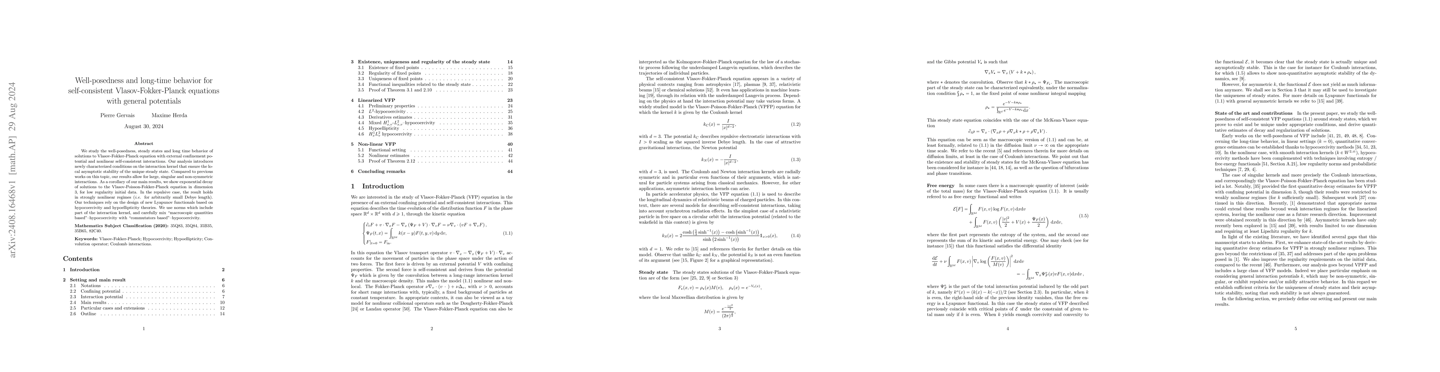 Thumbnail for Well-posedness and long-time behavior for self-consistent
  Vlasov-Fokker-Planck equations with general potentials