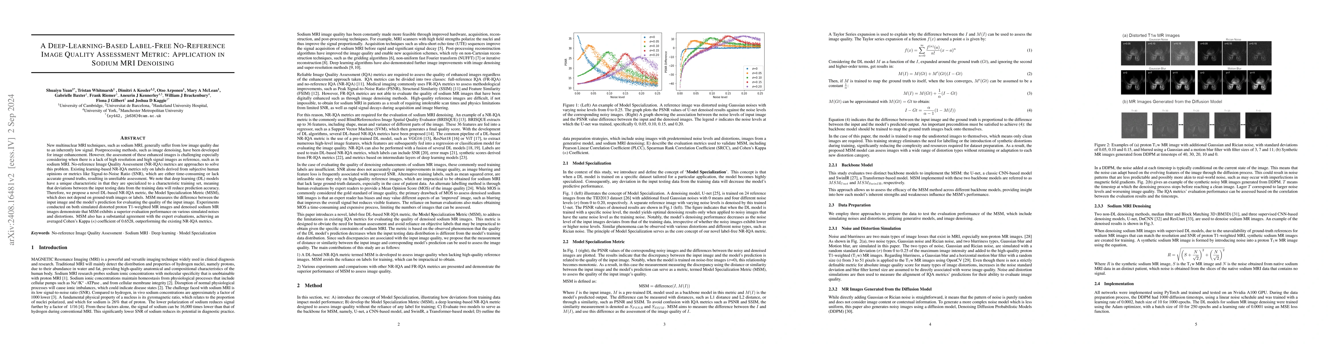 Thumbnail for A Deep-Learning-Based Lable-free No-Reference Image Quality Assessment
  Metric: Application in Sodium MRI Denoising