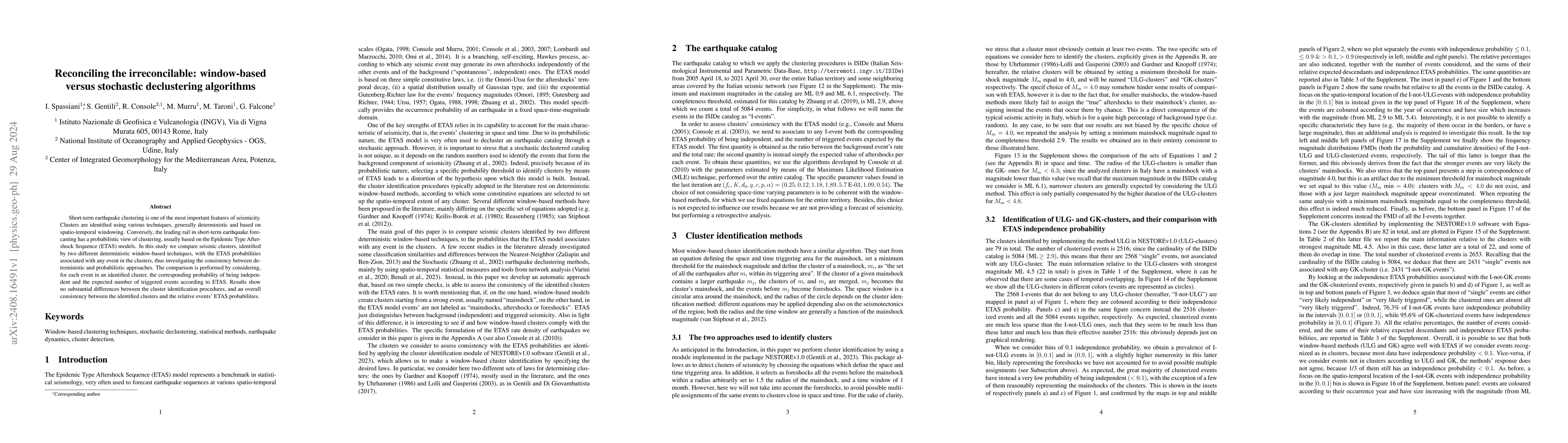 Thumbnail for Reconciling the irreconcilable: window-based versus stochastic
  declustering algorithms