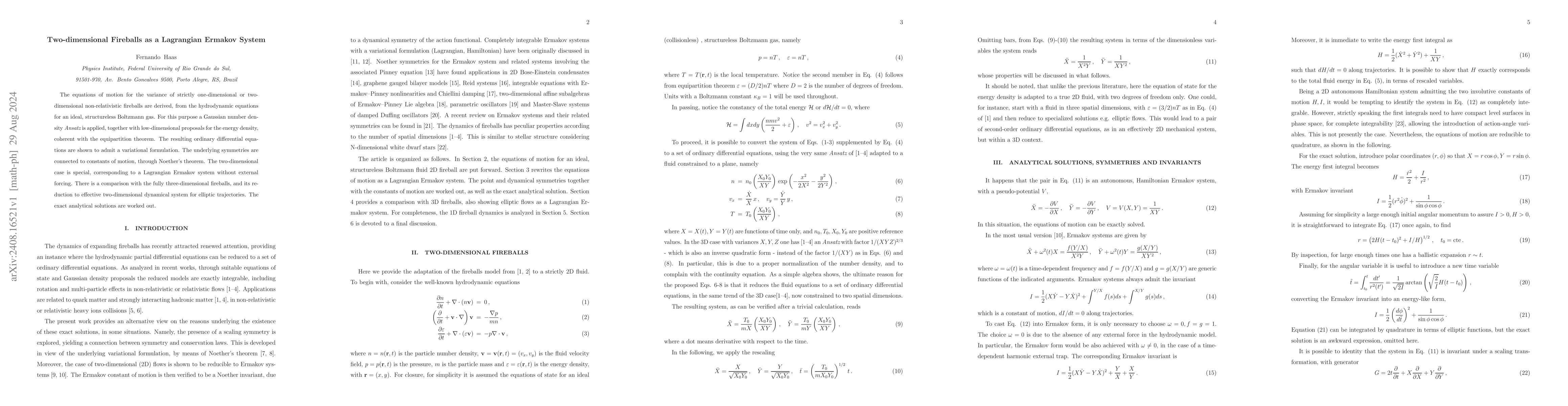 Thumbnail for Two-dimensional Fireballs as a Lagrangian Ermakov System