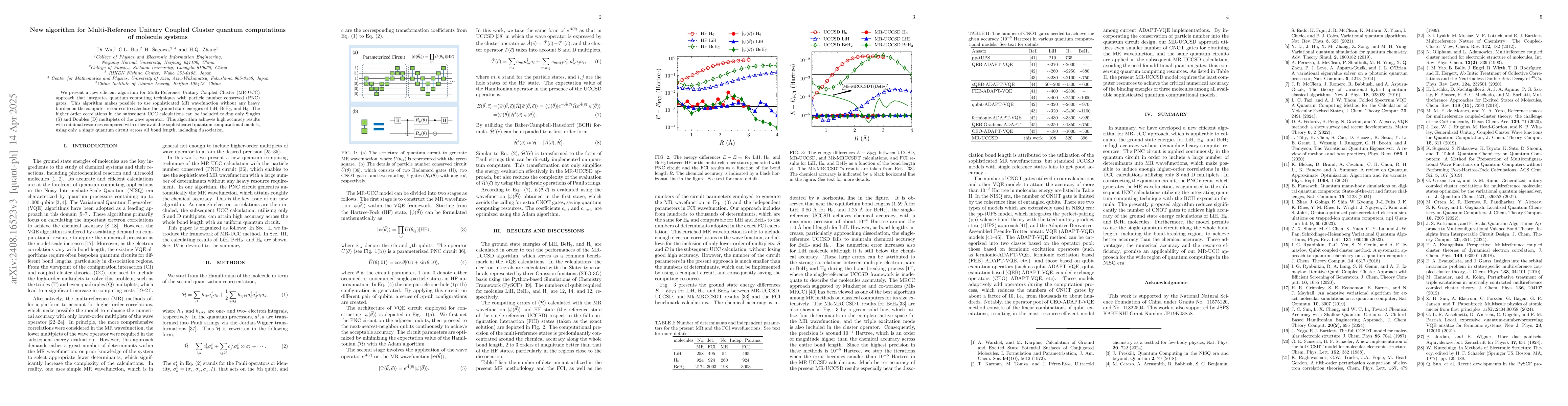Thumbnail for Multi-Reference UCCSD Variational Quantum Algorithm for Molecular Ground
  State Energies
