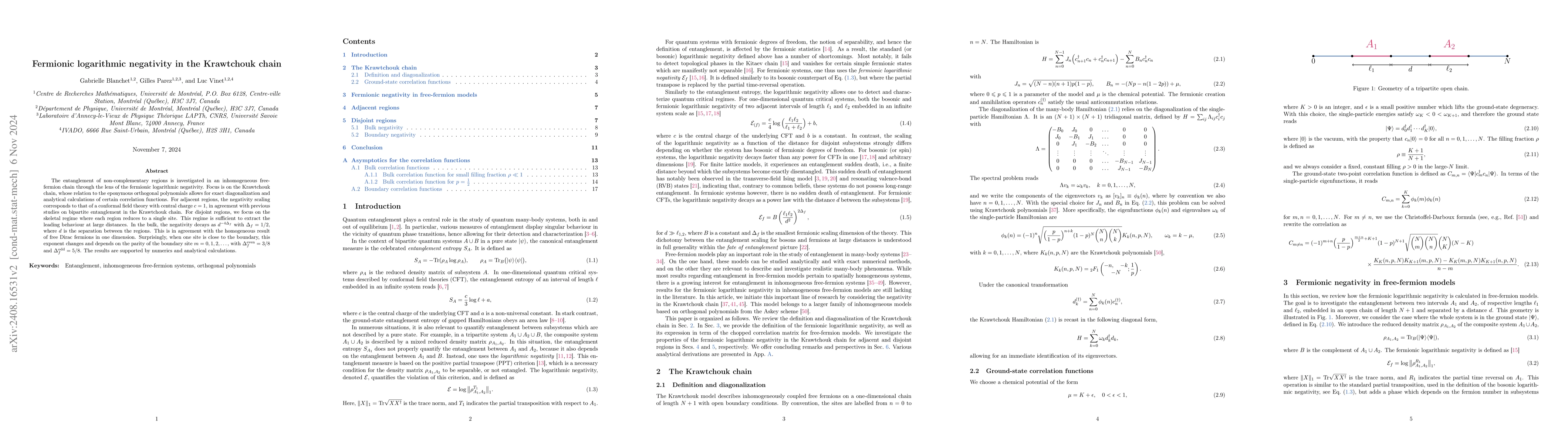 Thumbnail for Fermionic logarithmic negativity in the Krawtchouk chain