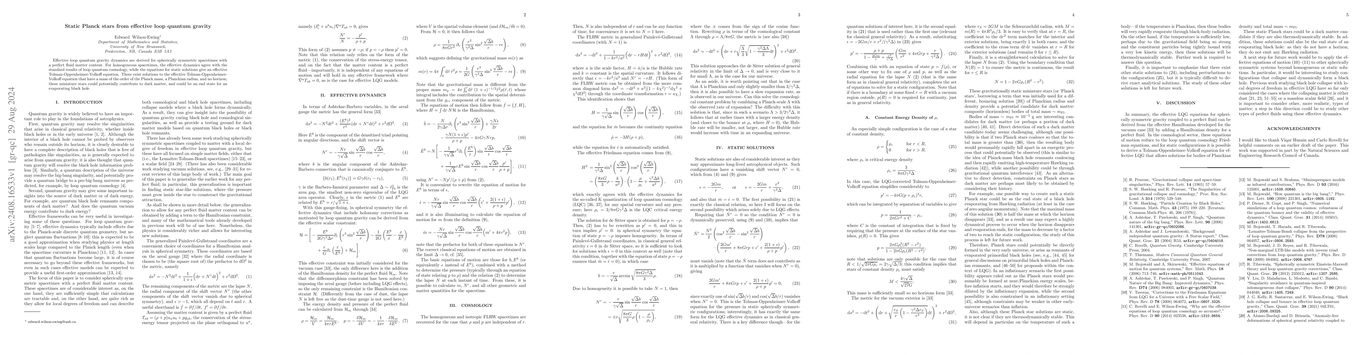Thumbnail for Static Planck stars from effective loop quantum gravity