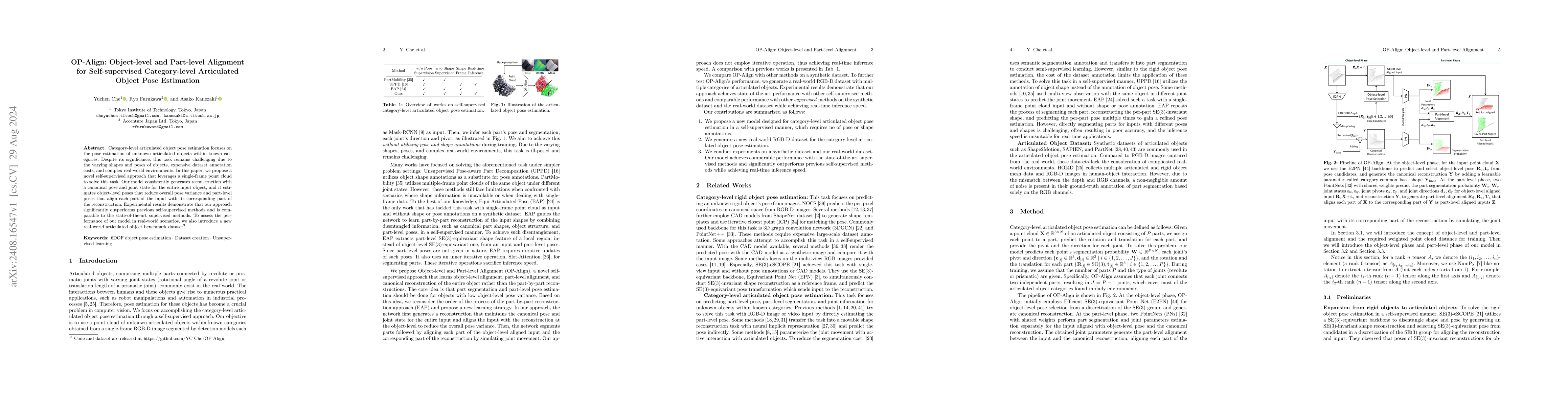 Thumbnail for OP-Align: Object-level and Part-level Alignment for Self-supervised
  Category-level Articulated Object Pose Estimation