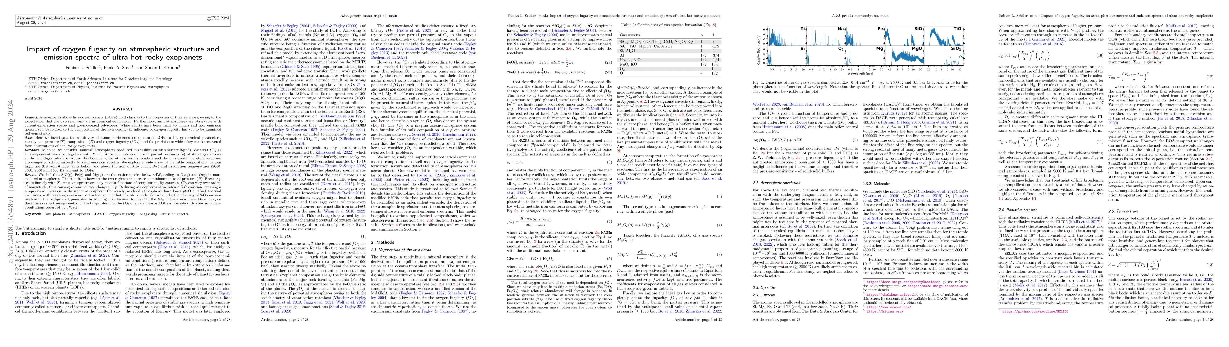 Thumbnail for Impact of oxygen fugacity on atmospheric structure and emission spectra
  of ultra hot rocky exoplanets