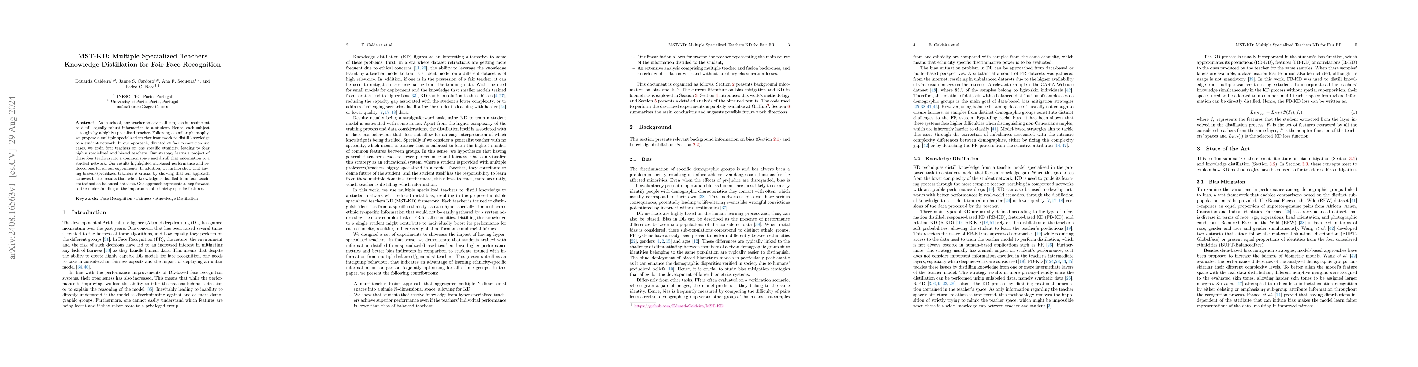 Thumbnail for MST-KD: Multiple Specialized Teachers Knowledge Distillation for Fair
  Face Recognition