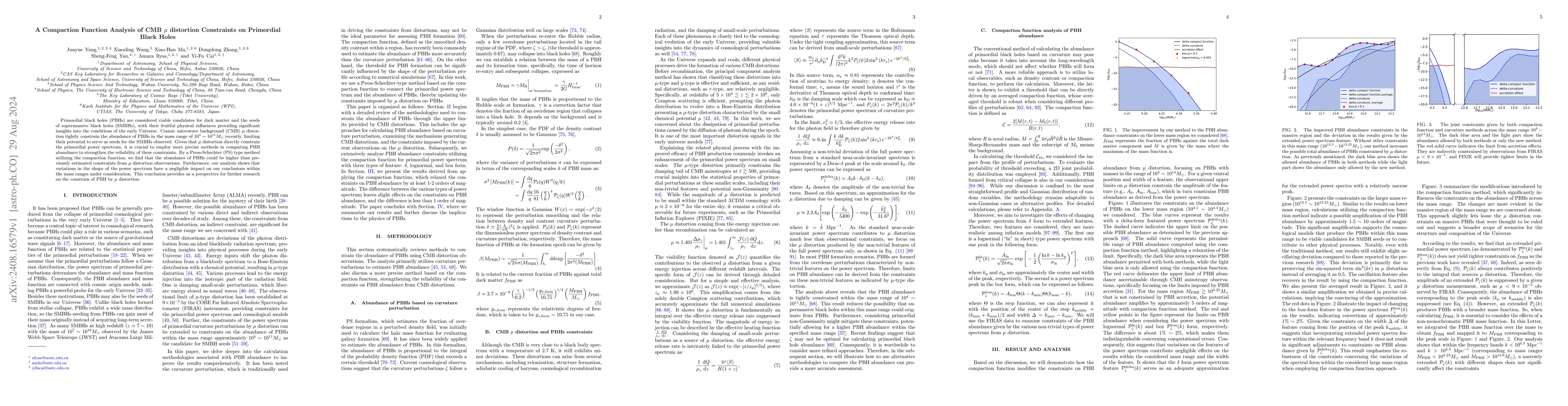 Thumbnail for A Compaction Function Analysis of CMB $μ$ distortion Constraints on
  Primordial Black Holes